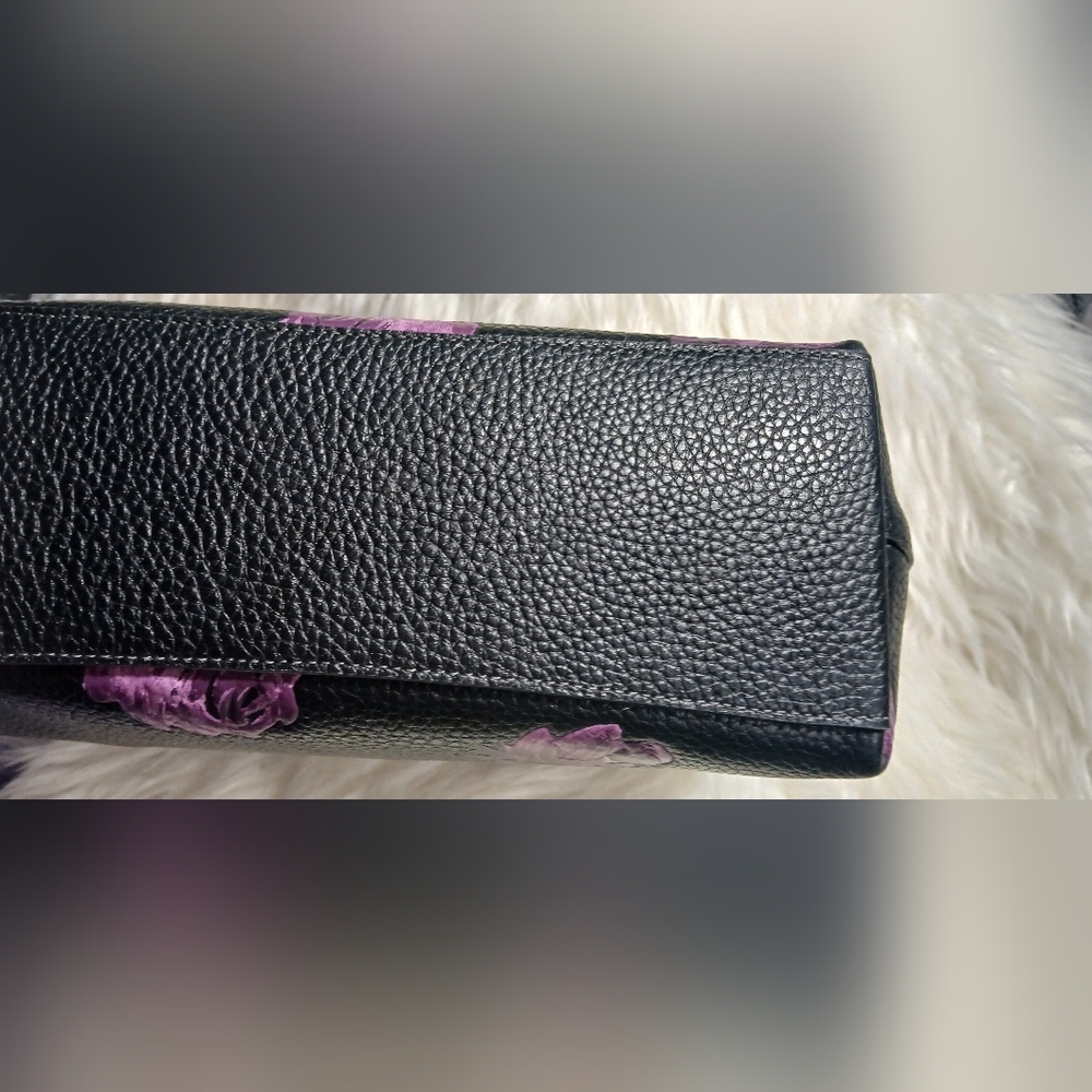 Coach Black and Purple Floral Laurel Shoulder Bag - Picture 11 of 12